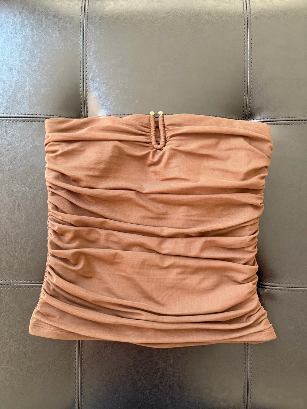 Abercrombie & Fitch Brown Strapless Ruched Tube Top